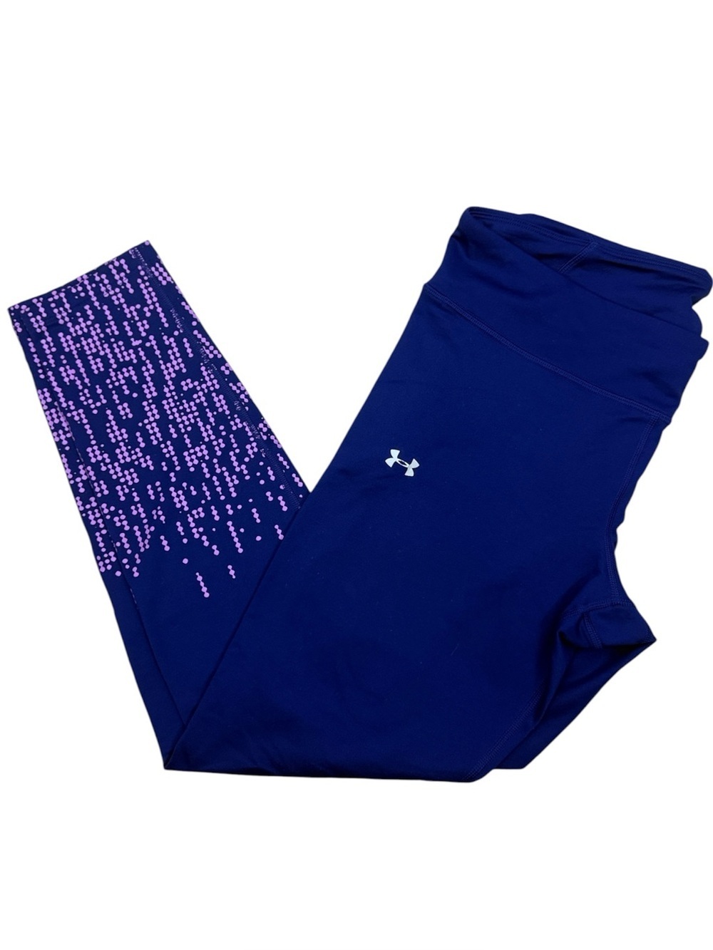 Under Armour Active Yoga Cobalt Blue Infrared Pink Dot Print Leggings - Large